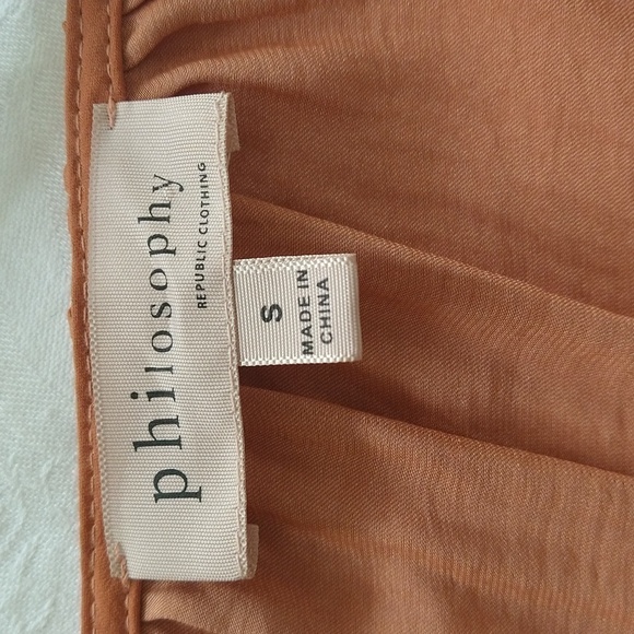 Philosophy boho rust peplum shirred blouse size small long sleeves flowy fall - Picture 2 of 7